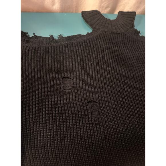 Distressed Black Off-Shoulder Sweater – Size M (By Daytrip) - Picture 6 of 10